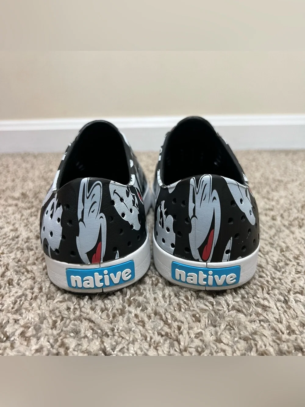 Native Jefferson Disney Mickey Mouse Print Black Slip-On Water Shoe Unisex M6/W8